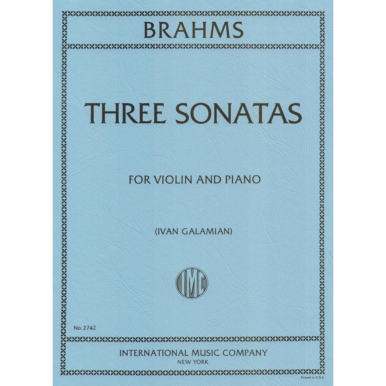 100,　108,　for　piano　Brahms　violin　Johnson　and　String　(Galamian);　Instrument　Johannes　(International)　Three　Op.　Sonatas,　78,