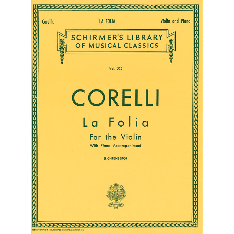 Sonata in D minor, Op.5/12 'La Folia' for violin and piano; Arcangelo Corelli