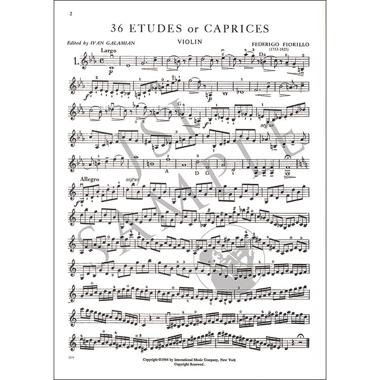 ThirtySix Etudes for violin; Federigo Fiorillo (International