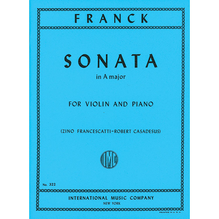 Sonata in A Major, for violin and piano; Cesar Franck