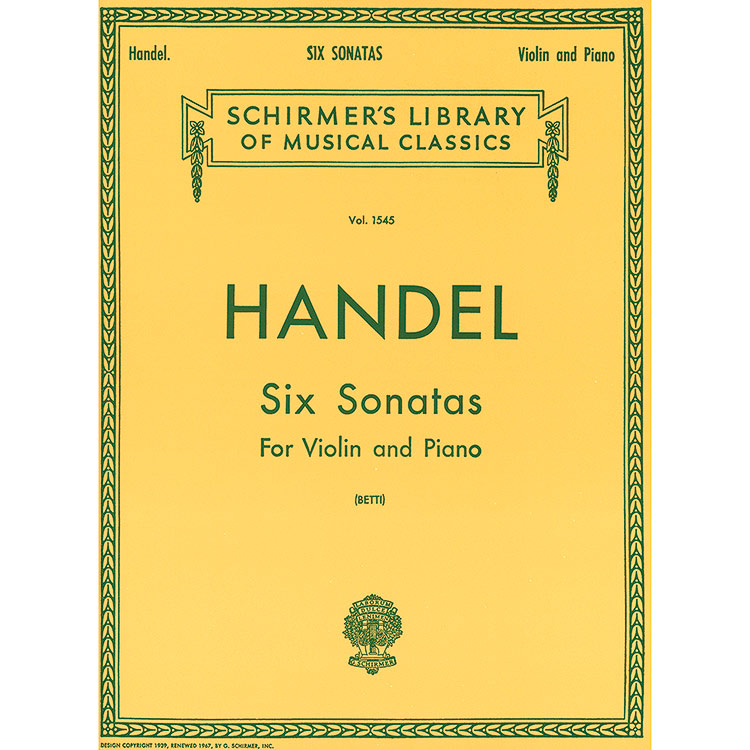 Six Sonatas for violin and piano; George Frederic Handel