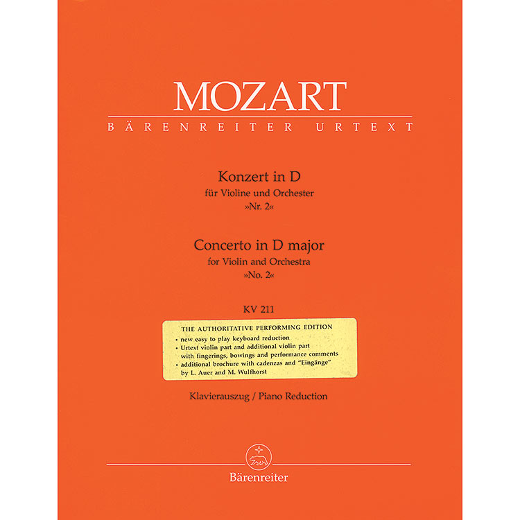 Concerto No. 2 in D Major, K.211, for violin and piano (urtext); Wolfgang Amadeus Mozart