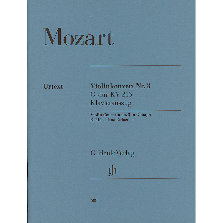 Concerto No. 3 in G Major, K.216, for violin and piano (urtext); Wolfgang Amadeus Mozart