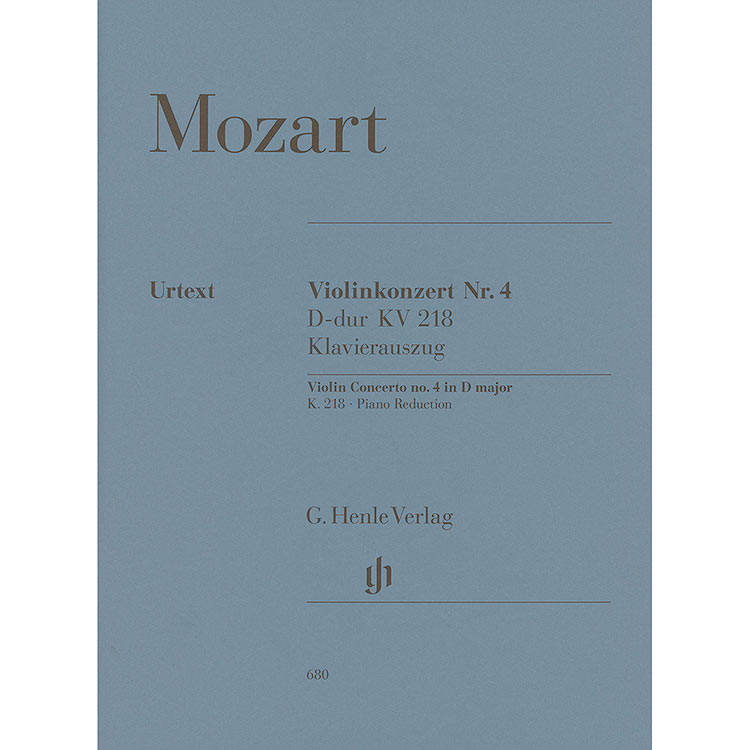 Concerto No. 4 in D Major, K.218, for violin and piano (urtext); Wolfgang Amadeus Mozart