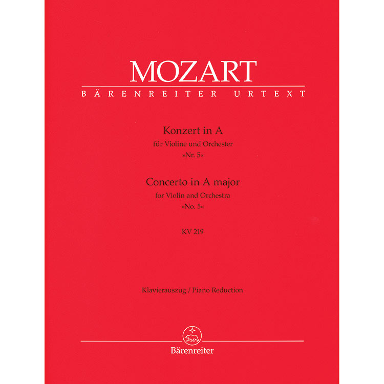 Concerto No. 5 in A Major, K.219, for violin and piano (urtext); Wolfgang Amadeus Mozart