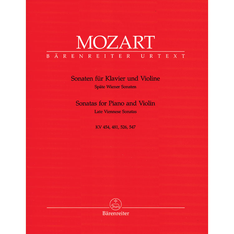 Sonatas for piano and violin, Volume 3,  Late Viennese (urtext); Wolfgang Amadeus Mozart (Barenreiter)