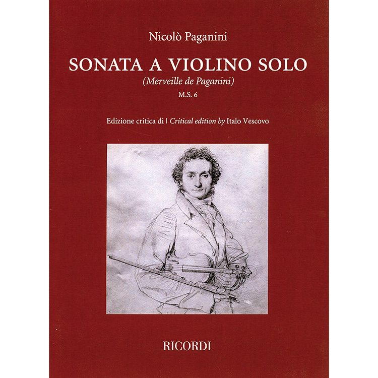 Sonata for violin solo; Nicolo Paganini (G. Ricordi)