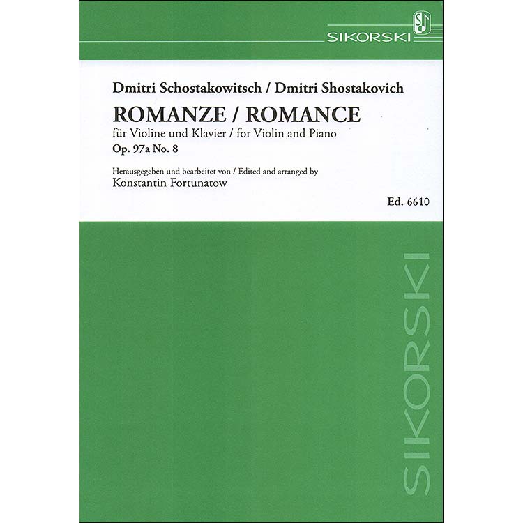 Romance op. 97a/8 in C Major (from The Gadfly) Violin and Piano; Dmitri Shostakovich