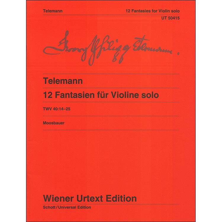 Twelve Fantasies for Violin Solo; Georg Philipp Telemann (Weiner Urtext Edition)
