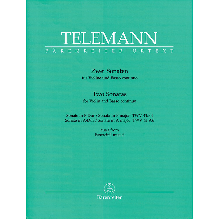 Two Sonatas (F Major and A Major) for Violin (urtext); Georg Philipp Telemann (Barenreiter)