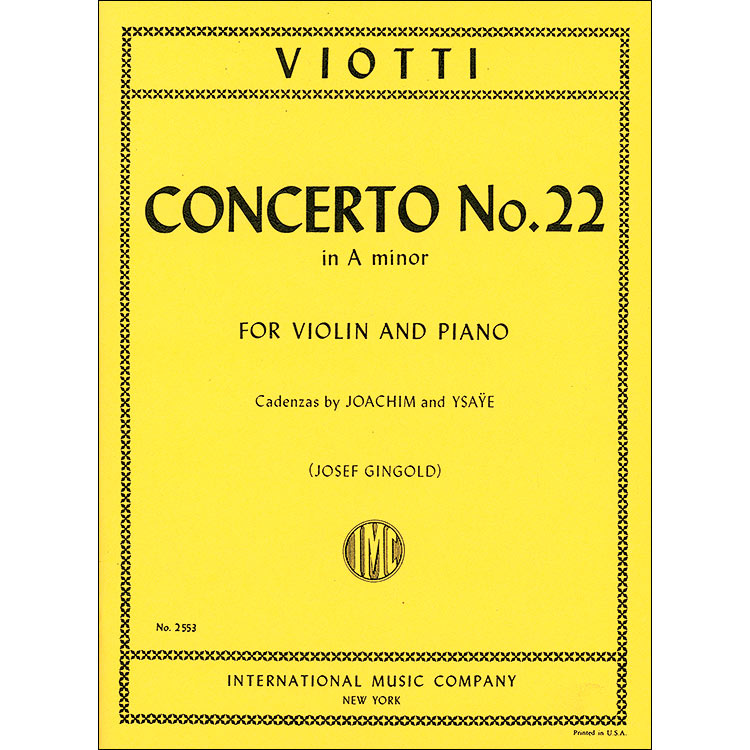 Concerto No. 22 in A Minor, for violin and piano; Giovanni Viotti (International)