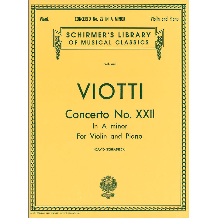 Concerto No. 22 in A Minor, for violin and piano; Giovanni Viotti (G. Schirmer)