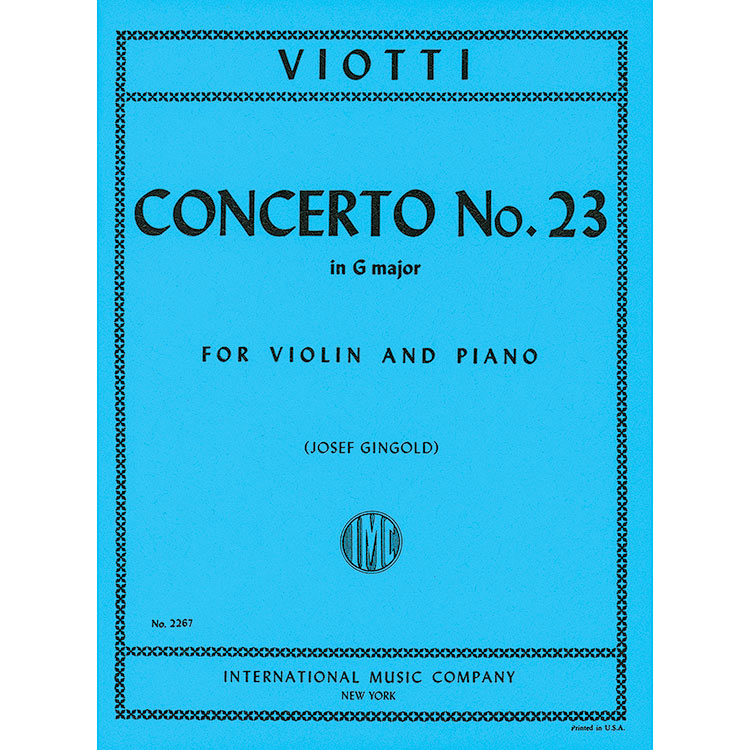 Concerto No. 23 in G Major, for violin and piano (Gingold); Giovanni Viotti (International)