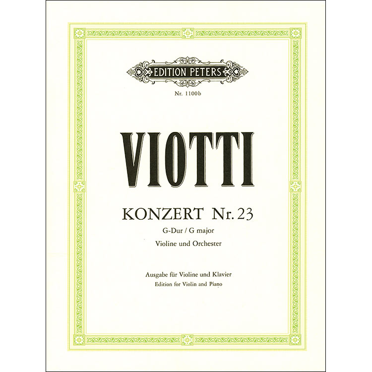 Concerto No. 23 in G Major, for violin and piano (Davisson, with cadenzas by Klengel); Giovanni Viotti (C. F. Peters)
