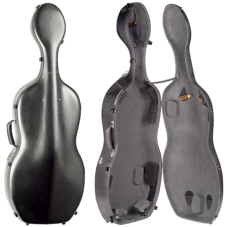 Accord Hybrid Black 4/4 Medium Size Cello Case with Gray Interior