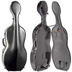 Accord Hybrid Black 4/4 Medium Size Cello Case with Gray Interior