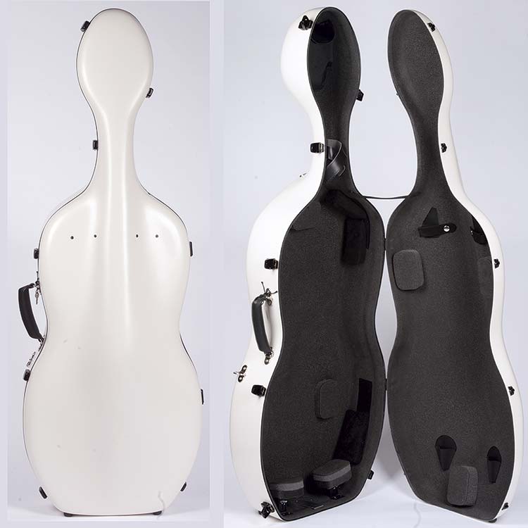 Accord Hybrid White 4/4 Standard Size Cello Case with Gray Interior