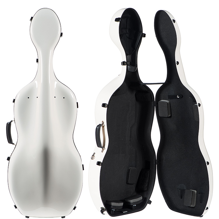Accord Ultralight White 4/4 Medium Size Cello Case with Gray Interior