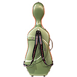 Bam Graffiti Hightech Slim Cello Case, Green Exterior with Orange Seal