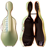 Bam Graffiti Hightech Slim Cello Case, Green Exterior with Orange Seal