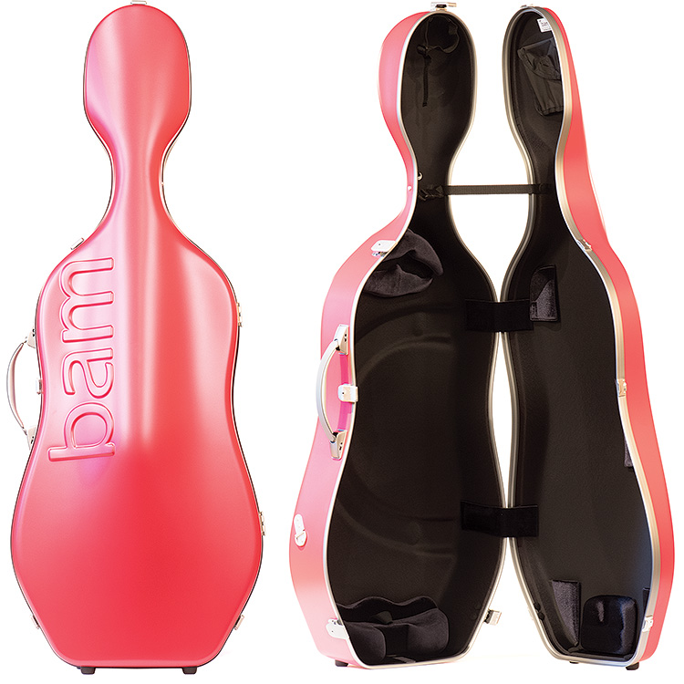 Bam Graffiti Hightech Slim Cello Case, Red Exterior with Silver Seal