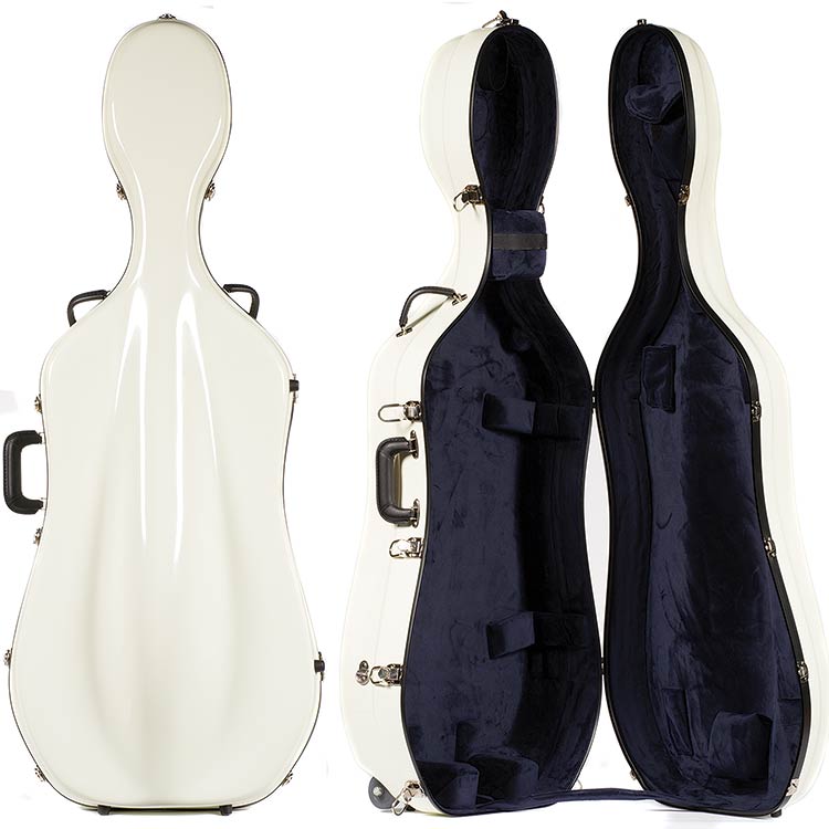 Bobelock 2000W White Fiberglass 4/4 Extra Large Cello Case