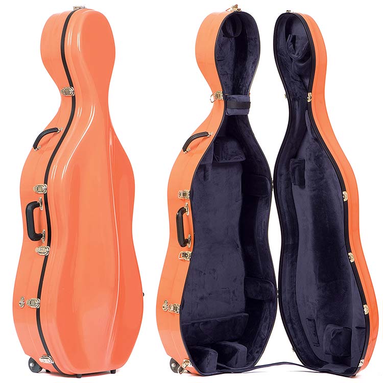 Bobelock 2000W Orange Fiberglass 4/4 Cello Case