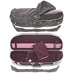 Bobelock 2048 Black Fiberglass Adjustable Half Moon Viola Case - Wine Interior