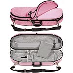 Bobelock 2048 Pink Fiberglass Adjustable Half Moon Viola Case - Silver Interior