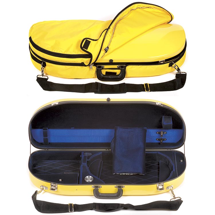 Bobelock 2048 Yellow Fiberglass Adjustable Half Moon Viola Case - Blue Interior
