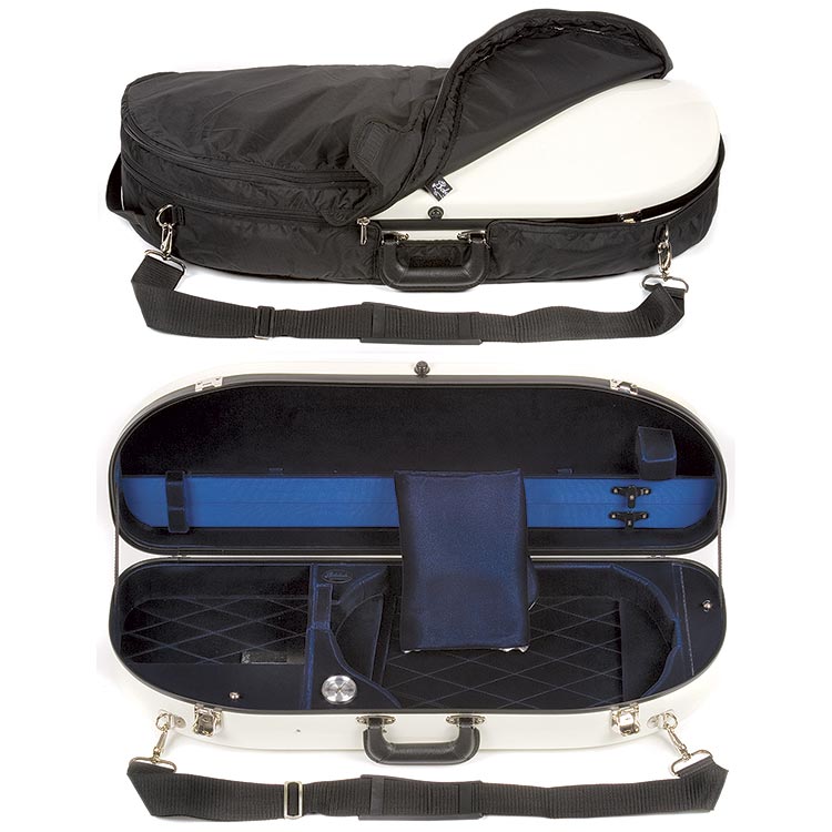 Bobelock 2048 Ivory Fiberglass Adjustable Half Moon Viola Case - Blue Interior