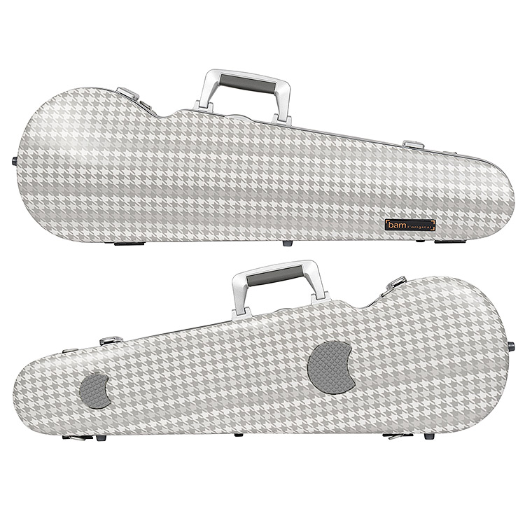 Bam Cabourg Hightech Contoured Violin Case, Silver Exterior with Grey Seal