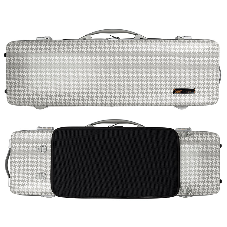 Bam Cabourg Hightech Oblong Violin Case, Silver Exterior with Grey Seal