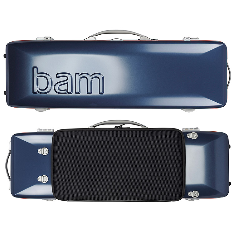 Bam Graffiti Hightech Oblong Violin Case, Navy Blue Exterior with Red Seal