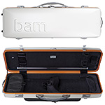 Bam Graffiti Hightech Oblong Violin Case, White Exterior with Orange Seal