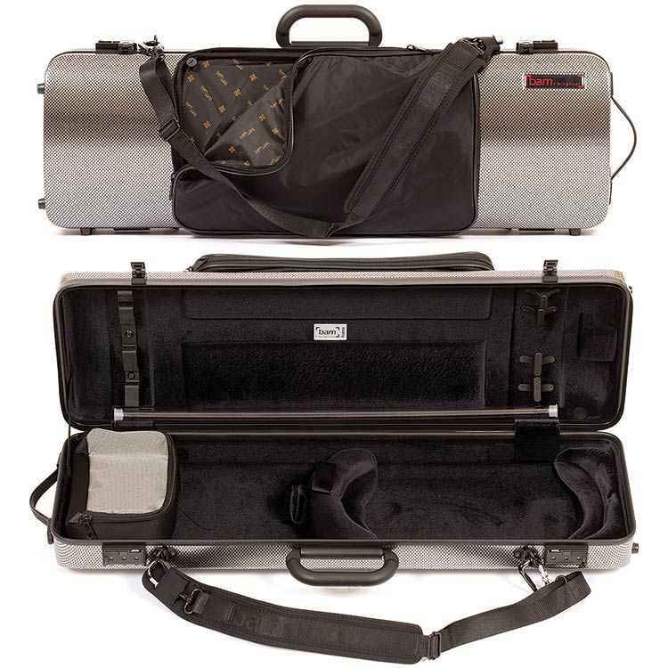 Bam Hightech Oblong 4/4 Violin Case with Pocket 2011XLSC Silver Carbon