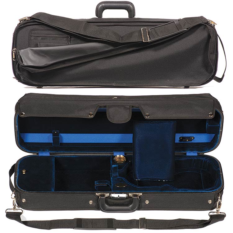 Bobelock 1002 Suspended Oblong 1/2 Violin Case with Blue Velvet Interior