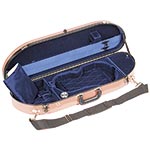 Bobelock 1047 Orange Fiberglass Half Moon 4/4 Violin Case, Blue Velvet Interior
