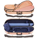 Bobelock 1047 Orange Fiberglass Half Moon 4/4 Violin Case, Blue Velvet Interior