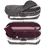 Bobelock 1047 Black Fiberglass Half Moon 4/4 Violin Case, Wine Velvet Interior