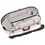 Bobelock 1047 Pink Fiberglass Half Moon 4/4 Violin Case, Silver Velvet Interior