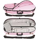 Bobelock 1047 Pink Fiberglass Half Moon 4/4 Violin Case, Silver Velvet Interior