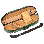 Bobelock 1047 Green Fiberglass Half Moon 4/4 Violin Case, Tan Velvet Interior