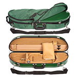 Bobelock 1047 Green Fiberglass Half Moon 4/4 Violin Case, Tan Velvet Interior