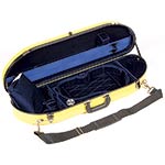 Bobelock 1047 Yellow Fiberglass Half Moon 4/4 Violin Case, Blue Velvet Interior
