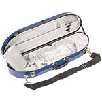 Bobelock 1047 Blue Fiberglass Half Moon 4/4 Violin Case, Silver Velvet Interior