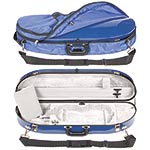 Bobelock 1047 Blue Fiberglass Half Moon 4/4 Violin Case, Silver Velvet Interior