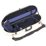 Bobelock 1047 Ivory Fiberglass Half Moon 4/4 Violin Case, Blue Velvet Interior