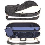 Bobelock 1047 Ivory Fiberglass Half Moon 4/4 Violin Case, Blue Velvet Interior