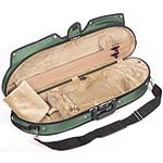 Bobelock 1047 Green Puffy Half Moon 4/4 Violin Case with Tan Velour Interior